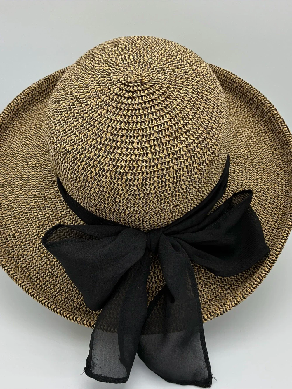 Sun N Sand Wide Brim Sun Hat UPF 50+ Brown & Black Bow